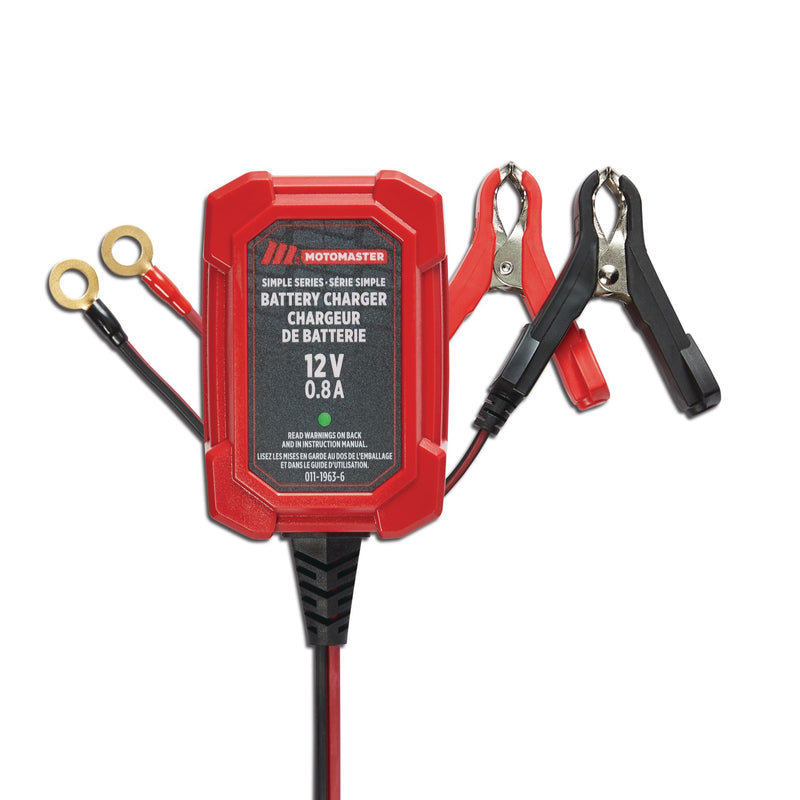 MotoMaster Simple Series Smart Battery Charger/Maintainer, Fully Automatic, 0.8-Amp, 12V F4
