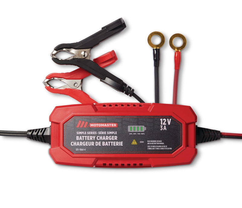 MotoMaster Simple Series Smart Battery Charger/Maintainer, Fully Automatic, 3-Amp, 12V Z7