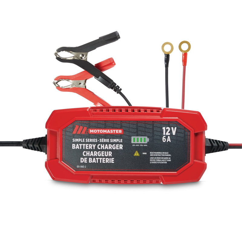 MotoMaster Simple Series Smart Battery Charger/Maintainer, Fully Automatic, 6-Amp, 12V F4
