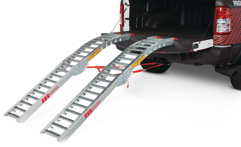 MotoMaster Steel Rung Folding Arched Loading Ramps Pair, Easy-To-Use, 84-in, 2-pc T3