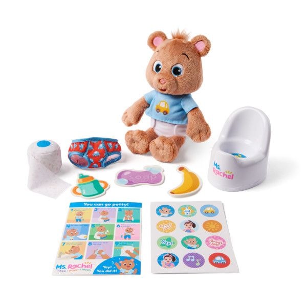 Ms. Rachel Potty Time with Bean 11-in Plush Teddy Bear with Play Toilet & Accessories, Ages 18 Months to 3+ G5