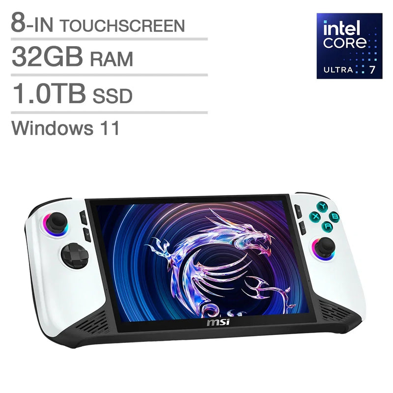 MSI CLAW 8 AI+ A2VM Polar Tempest Edition 8-in Touchscreen Handheld Gaming Computer, Intel Core Ultra 7 258V - 32GB RAM, 1TB SSD, Intel Arc V7