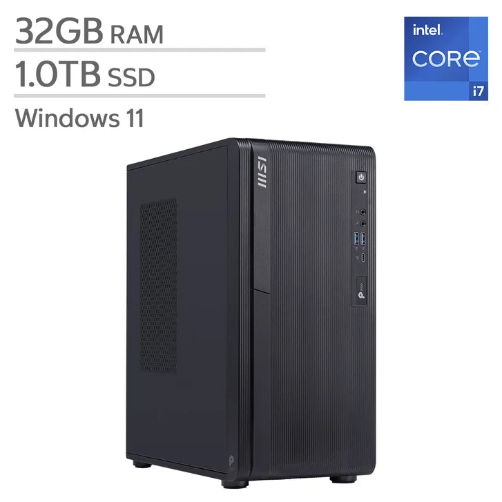 MSI PRO DP180 Desktop Computer, Intel Core i7-14700F - 32GB RAM, 1TB SSD, 8GB NVIDIA GeForce RTX 5060 C9