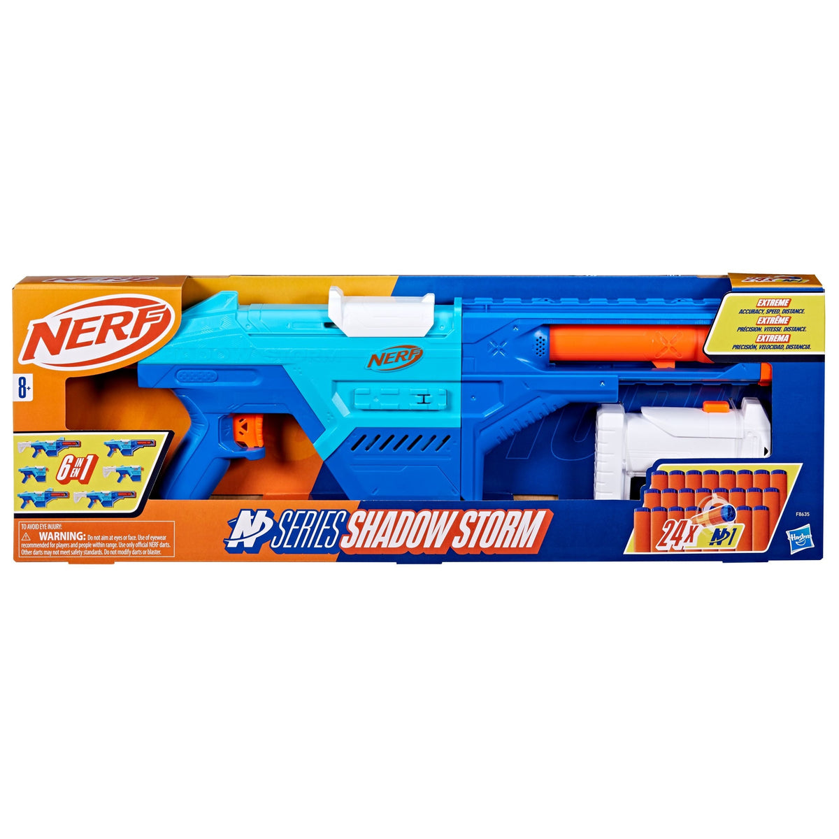 Nerf N Series Shadow Storm Dart Blaster, 6-in-1 Customization, Includes 24-Darts, Ages 8+