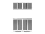 NewAge Bold 3.0 Series All-in-One Lockable Steel Garage Cabinetry Set with Stainless Steel Top, White/Platinum, 48-in x 18-in x 76.75-in, 5-pc
