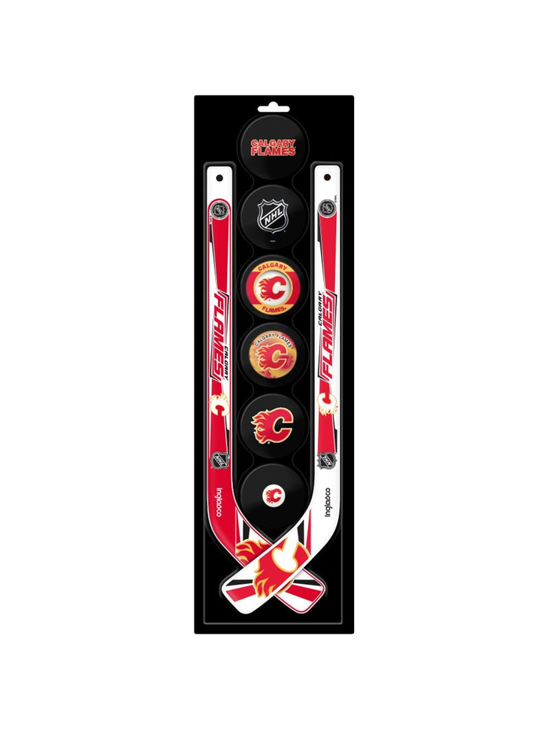 NHL Calgary Flames Mini Hockey Pucks & Sticks Set, 8-pcs P6