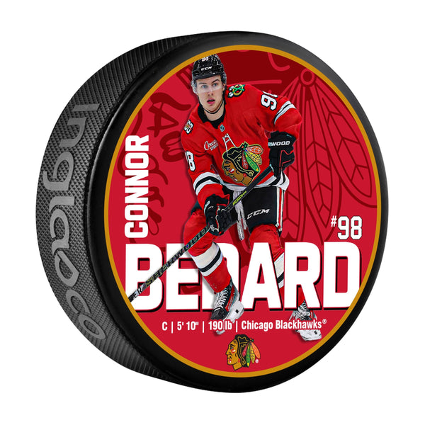 NHL Chicago Blackhawks Connor Bedard Hockey Puck, 6-oz X8