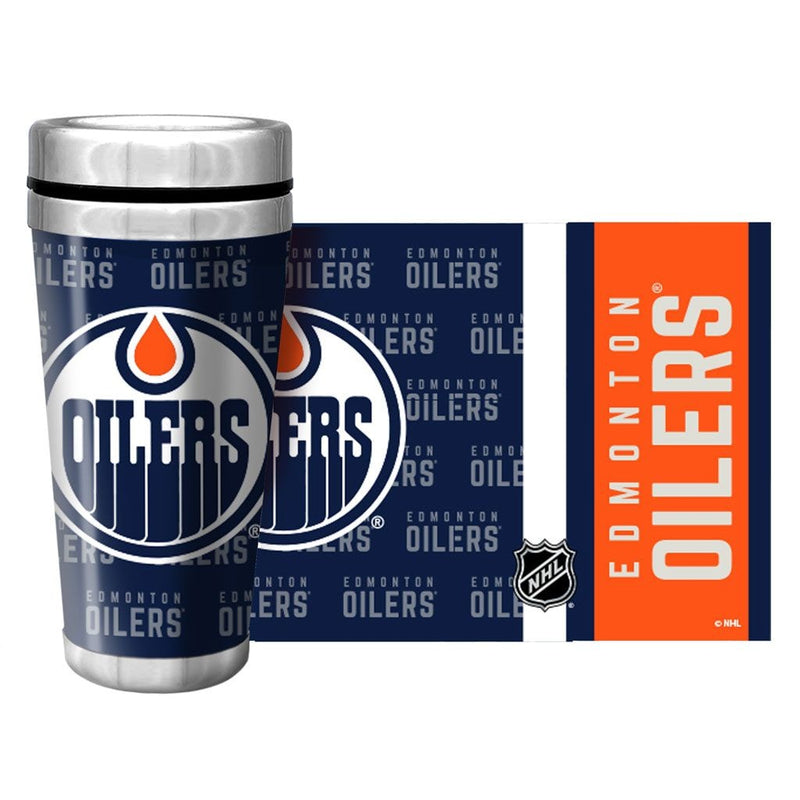 NHL Edmonton Oilers Full Wrap Wallpaper Travel Mug, 14-oz A1