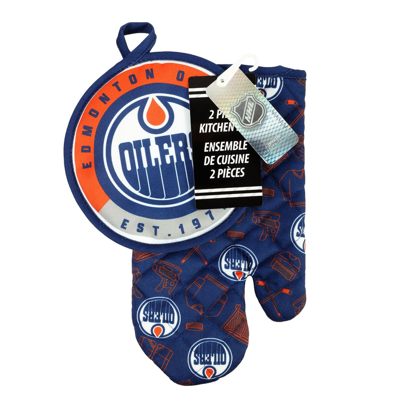 NHL Edmonton Oilers Kitchen Oven Mitt Pot Holder Set, 2-pc R5