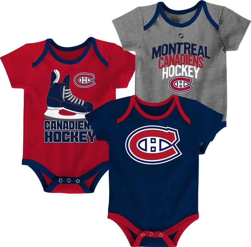 NHL Montreal Canadiens Infant/Baby Bodysuit Onesie, Red/Blue/Grey, 3-pk C9
