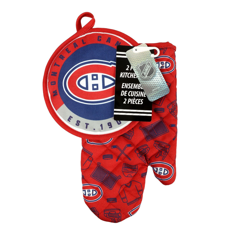 NHL Montreal Canadiens Kitchen Oven Mitt Pot Holder Set, 2-pc T8