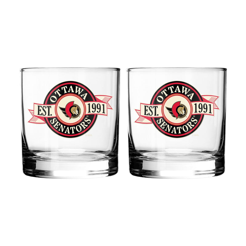 NHL Ottawa Senators Hockey Rocks Glass, 2-pk Q7