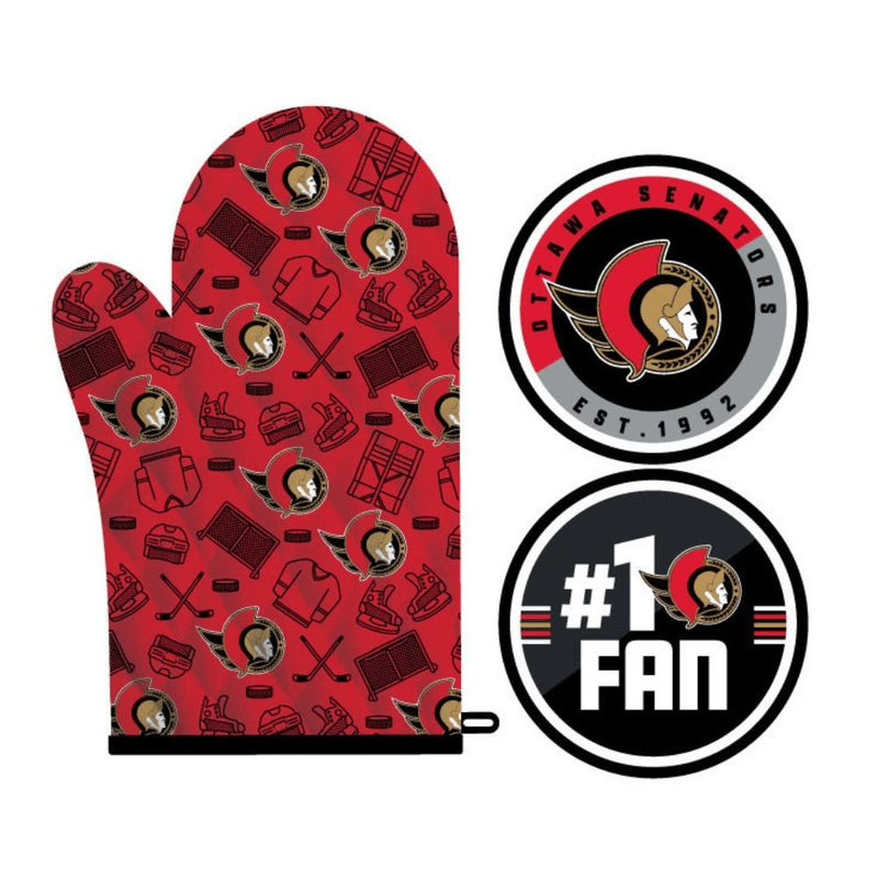 NHL Ottawa Senators Kitchen Oven Mitt Pot Holder Set, 2-pc T0