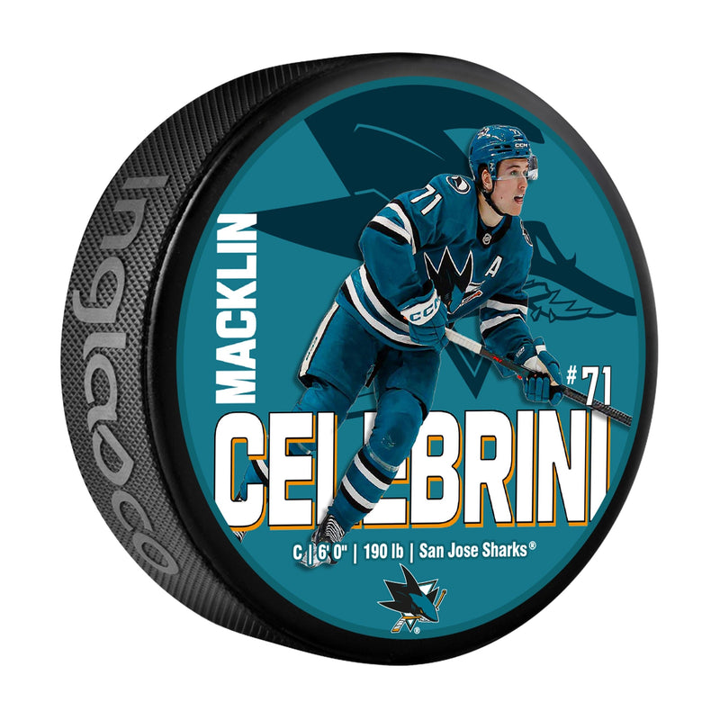 NHL San Jose Sharks Macklin Celebrini Hockey Puck, 6-oz B4
