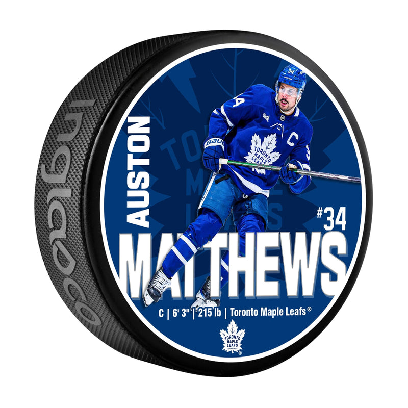 NHL Toronto Maple Leafs Auston Matthews Hockey Puck, 6-oz W2