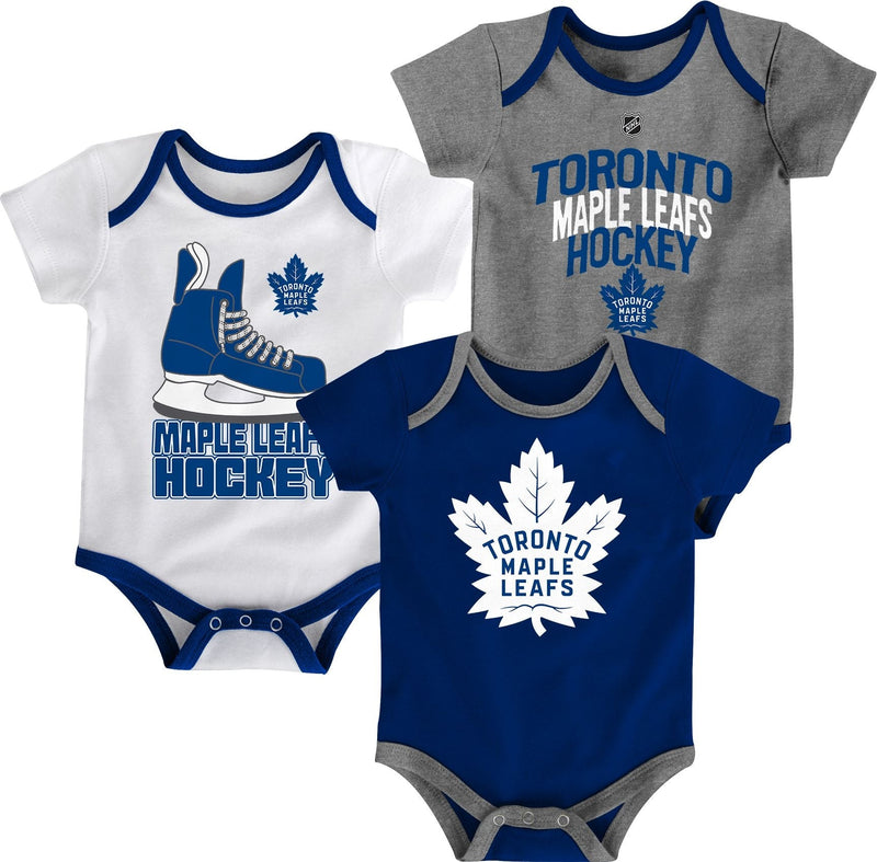 NHL Toronto Maple Leafs Infant/Baby Bodysuit Onesie, Blue/White/Grey, 3-pk G6
