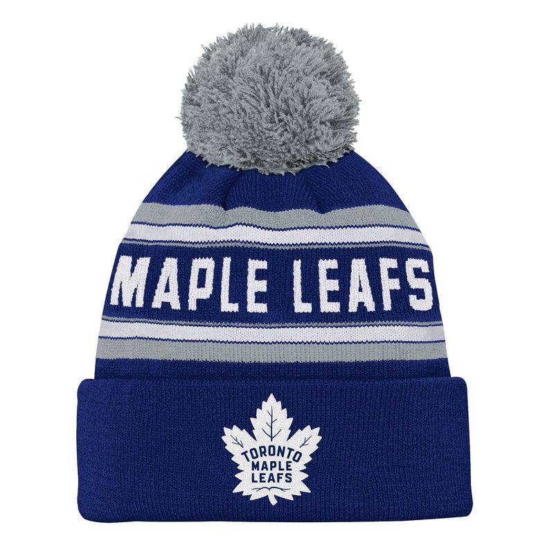 NHL Toronto Maple Leafs Jacquard Cuffed Knit Pom Toque, Youth I2