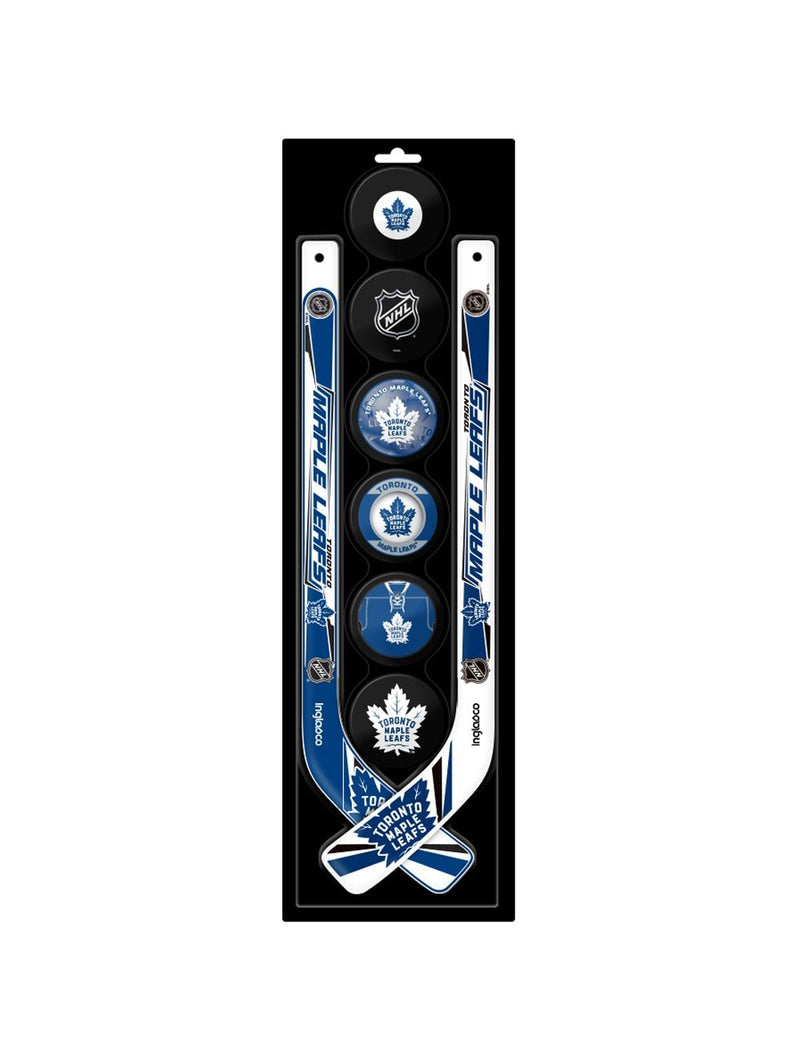 NHL Toronto Maple Leafs Mini Hockey Pucks & Sticks Set, 8-pcs N1