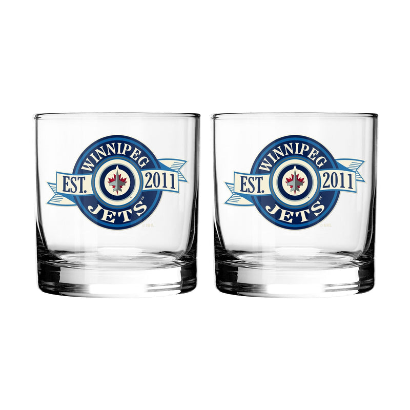 NHL Winnipeg Jets Hockey Rocks Glass, 2-pk K5