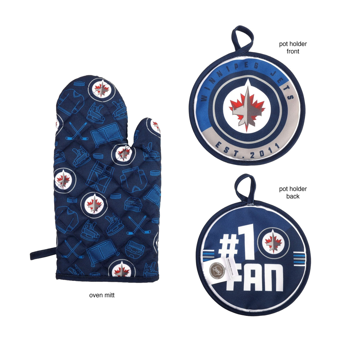 NHL Winnipeg Jets Kitchen Oven Mitt Pot Holder Set, 2-pc