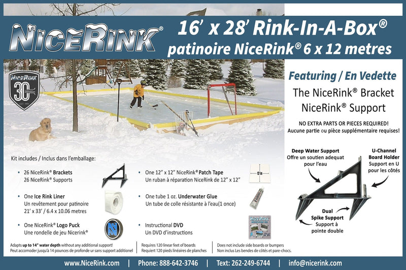NiceRink Outdoor Ice Rink Kit, 16-ft x 28-ft T8