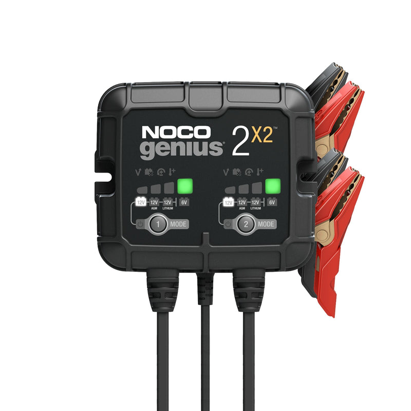 NOCO GENIUS2X2 Smart Battery Charger/Maintainer/Desulfator, 2-Bank, 4-Amp, 6V/12V X7