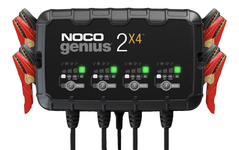 NOCO GENIUS2X4 Smart Battery Charger/Maintainer/Desulfator, 4-Bank, 8-Amp, 6V/12V D5