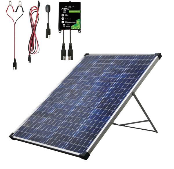 NOMA 100 Watt, 12V Crystalline Solar Panel Kit with Stand and Charge Controller X4
