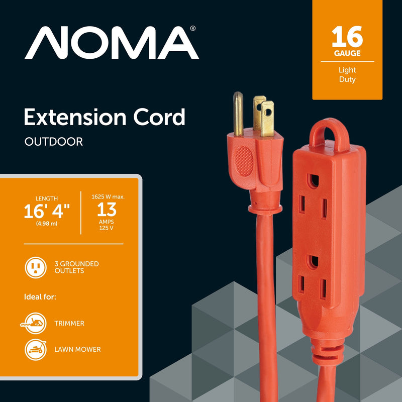NOMA 16-ft 5-in 16/3 Outdoor Extension Cord with 3 Grounded Outlets R5