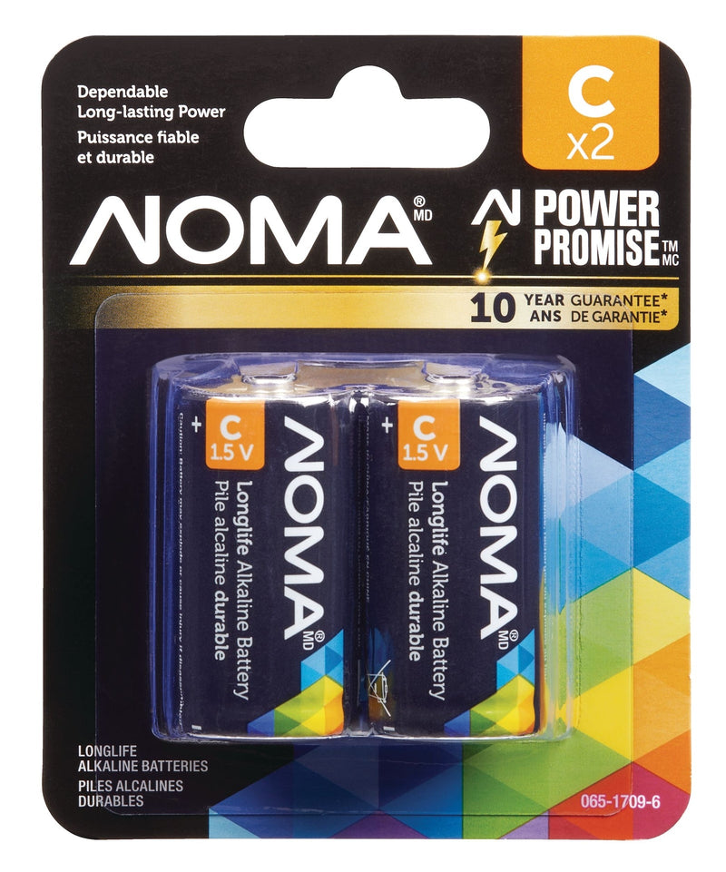 NOMA 2-pk C Alkaline Batteries, Long Lasting B6