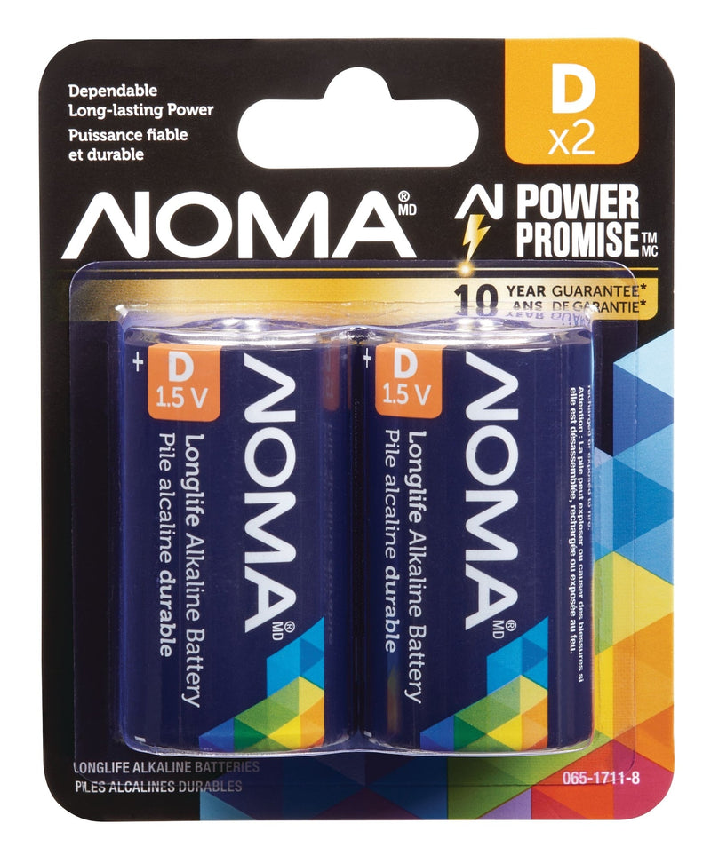 NOMA 2-pk D Alkaline Batteries, Long Lasting X9
