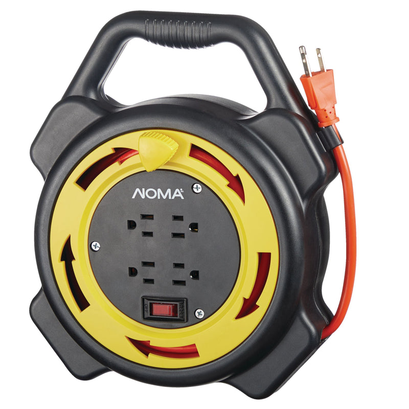 NOMA 25-ft 16/3 Extension Cord with Storage Reel, 4 Grounded Outlets and Circuit Breaker A2