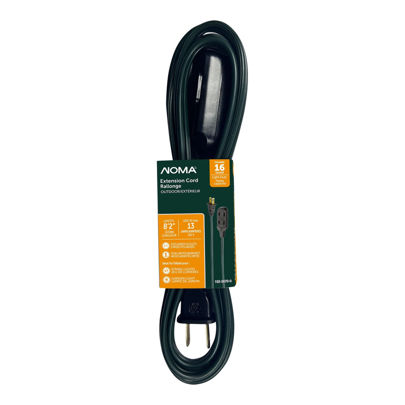 NOMA 2.5-m 13A 3-Outlet Light-Duty 16-Gauge Green Outdoor Extension Cord J7
