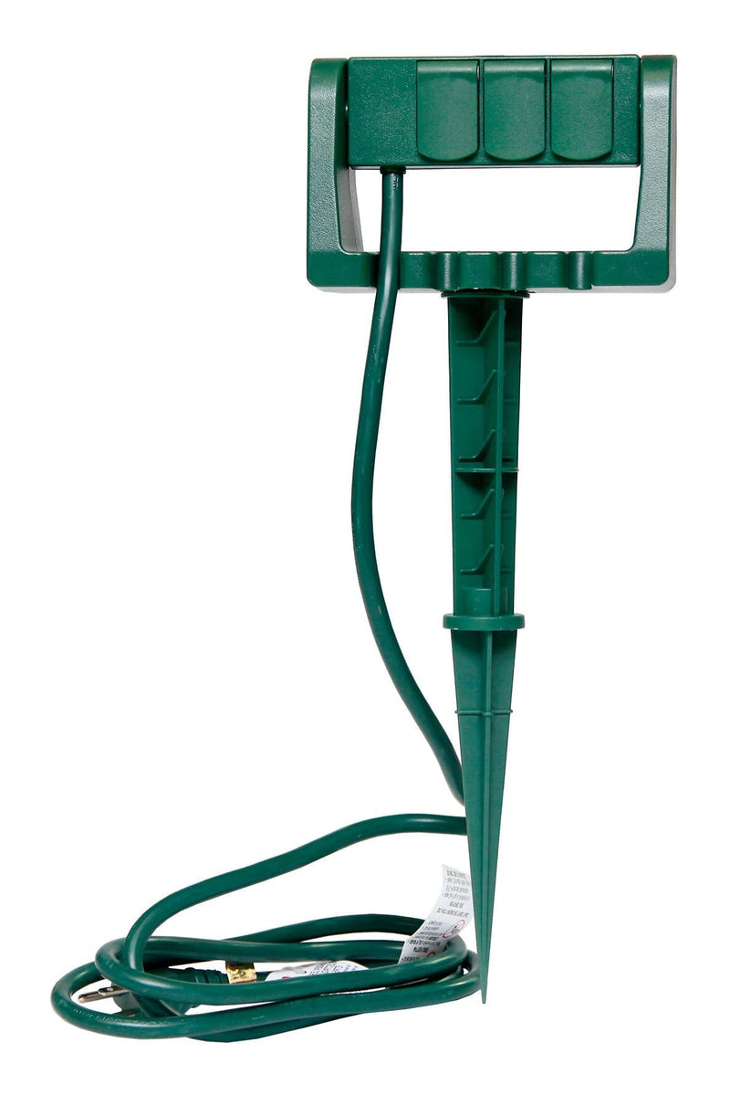 NOMA 3-Outlet Outdoor Power Stake with 6-ft Cord, Green R5