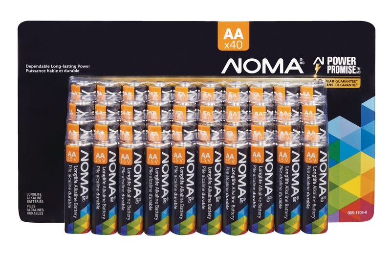 NOMA 40-pk AA Alkaline Batteries, Long Lasting, All Purpose N5