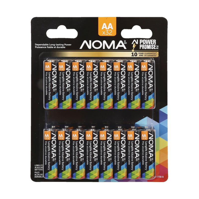 NOMA AA Alkaline Batteries, Long Lasting, All Purpose, 32-pk Z2