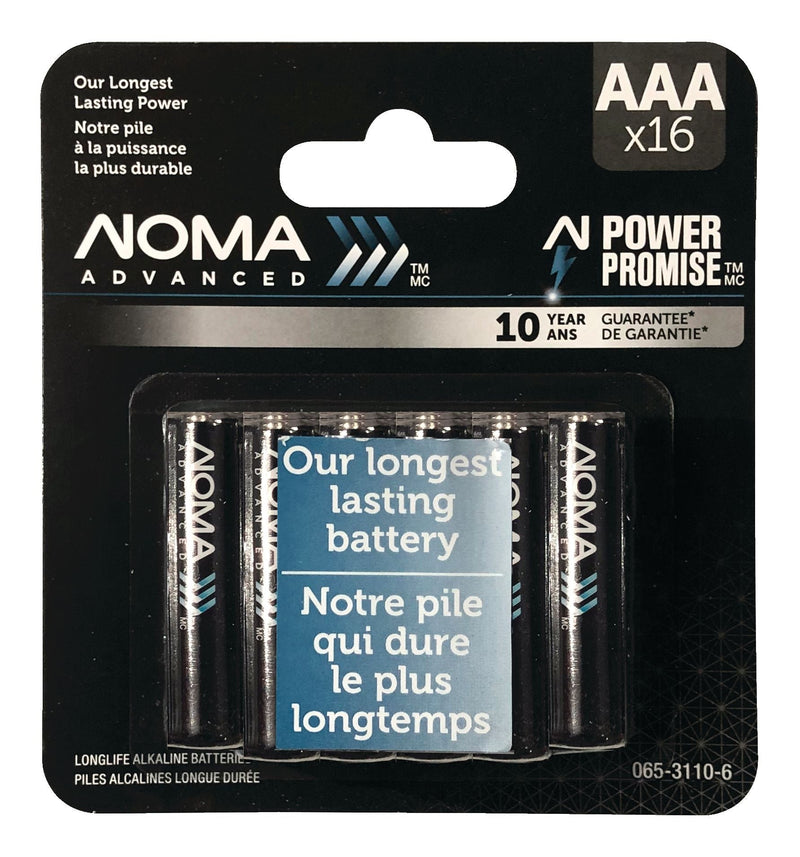 NOMA Advanced 16-pk AAA Alkaline Batteries, Long Lasting, All Purpose Z9