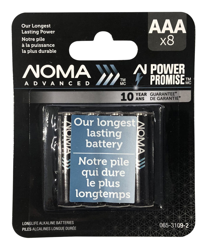 NOMA Advanced 8-pk AAA Alkaline Batteries, Long Lasting, All Purpose B8