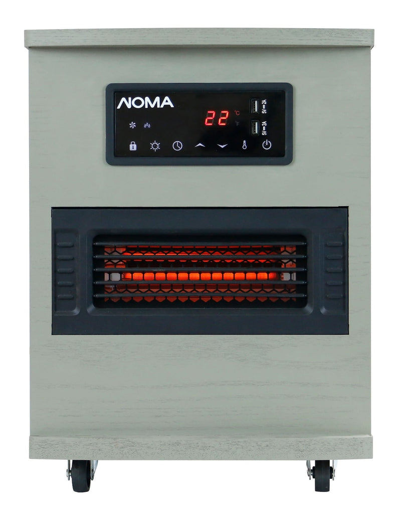 NOMA Ashwood Infrared Wood Cabinet Heater with Remote Control and Thermostat, Grey R9
