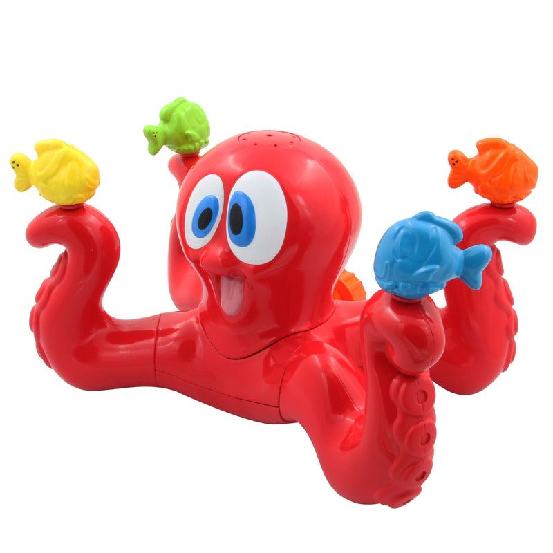 Octopus Spinning Sea Splash Water Sprinkler, Red, 5.5-in, Ages 3+, for Beach/Pool Fun Activities K4