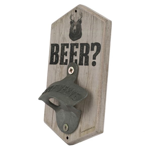 Open Road Brands "Beer" Bear Decorative Bottle Opener, Wood/Metal, Brown M9