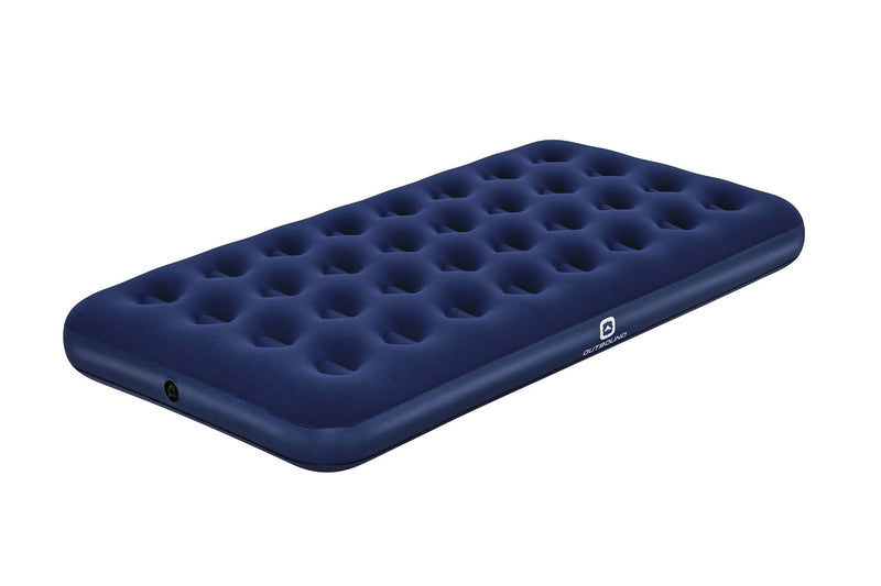 Outbound Flocked Top Twin Single-High Inflatable Air Mattress/Airbed with Repair Kit, Blue W2