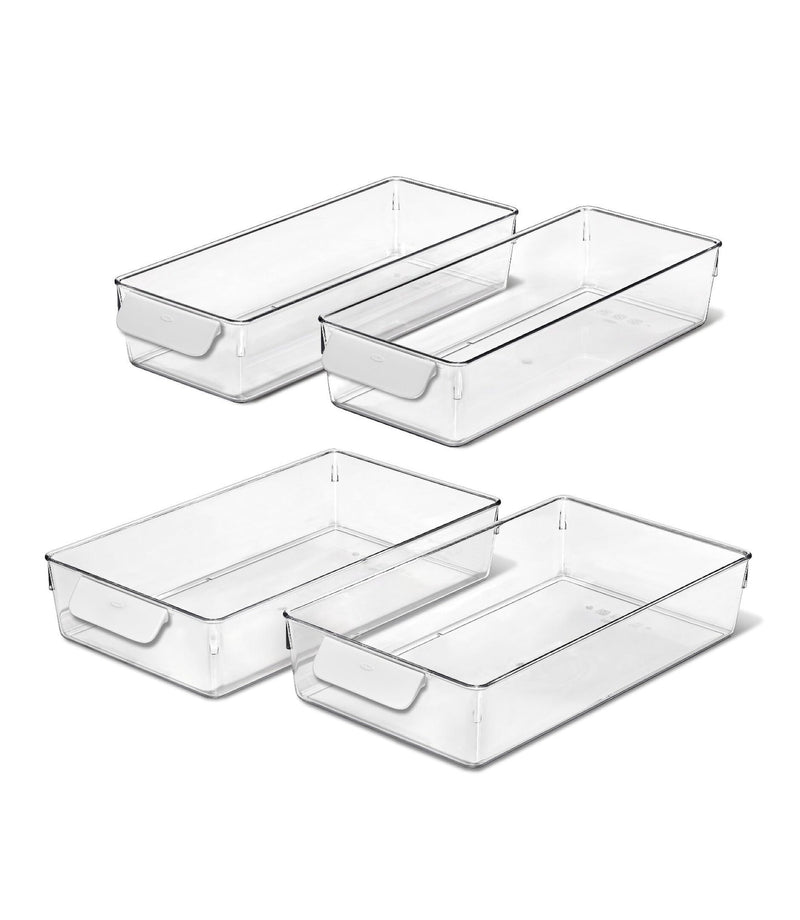 OXO Good Grips 4-Piece Refrigerator Storage Bin Set, Clear W6