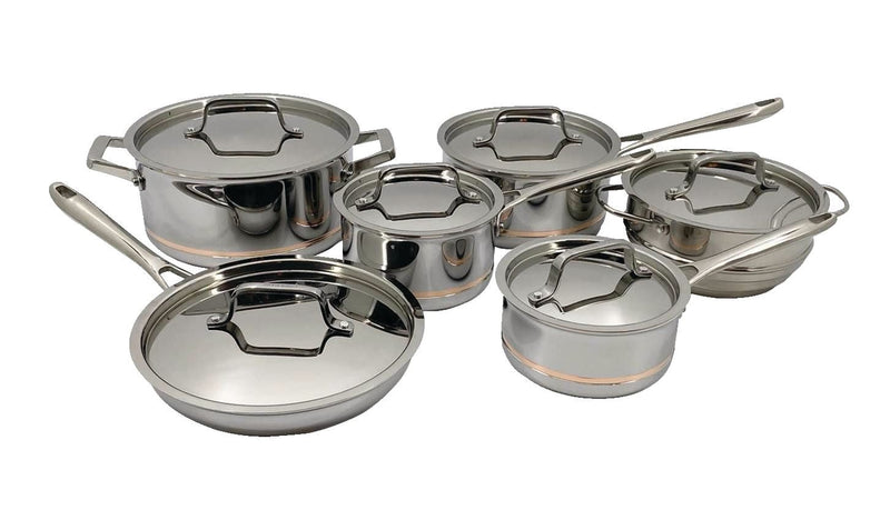 PADERNO 5-Ply Copper Core Stainless Steel Cookware Set, Oven Safe, 12-pc U7