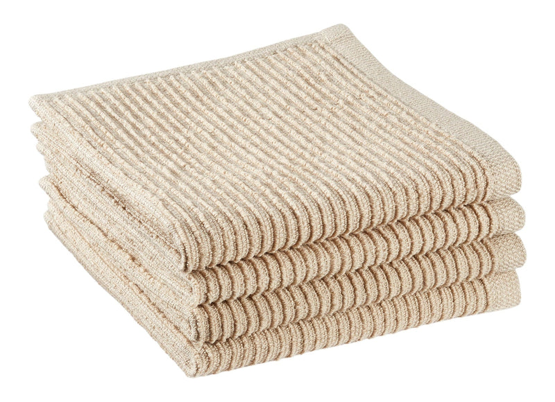 PADERNO All-Purpose Ribbed Cotton Terry Square Dish Cloths, Beige, 4-pk Z0