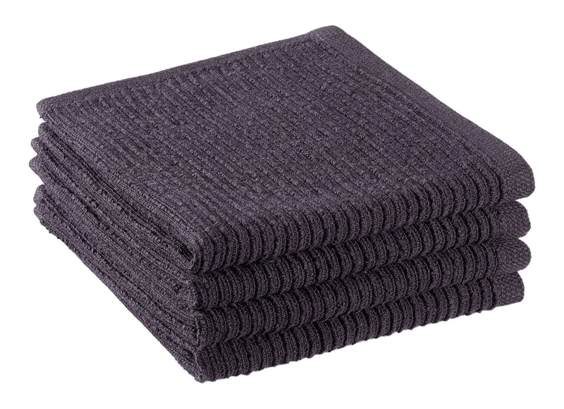 PADERNO All-Purpose Ribbed Cotton Terry Square Dish Cloths, Black, 4-pk C3