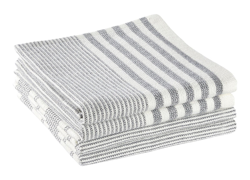 PADERNO All-Purpose Striped Cotton Terry Square Dish Cloths, Grey, 4-pk P8