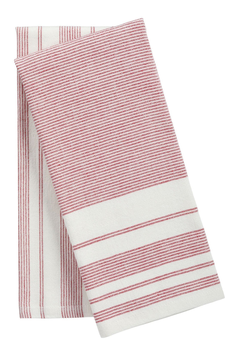 PADERNO All-Purpose Striped Flatweave Terry Kitchen Towels, Red, 2-pk H5