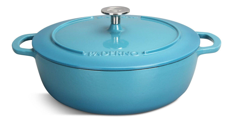 PADERNO Braiser, Durable Cast Iron, Oven Safe, Atlantic Blue, 5-qt A3