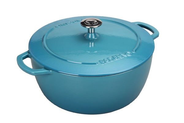 PADERNO Cast Iron Dutch Oven, Atlantic Blue, 6.6-L T7